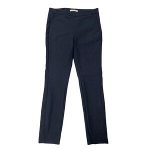 Tory Burch Trouser Pants Womens 6 Navy Flat Front Slim Straight Stretch Side Zip